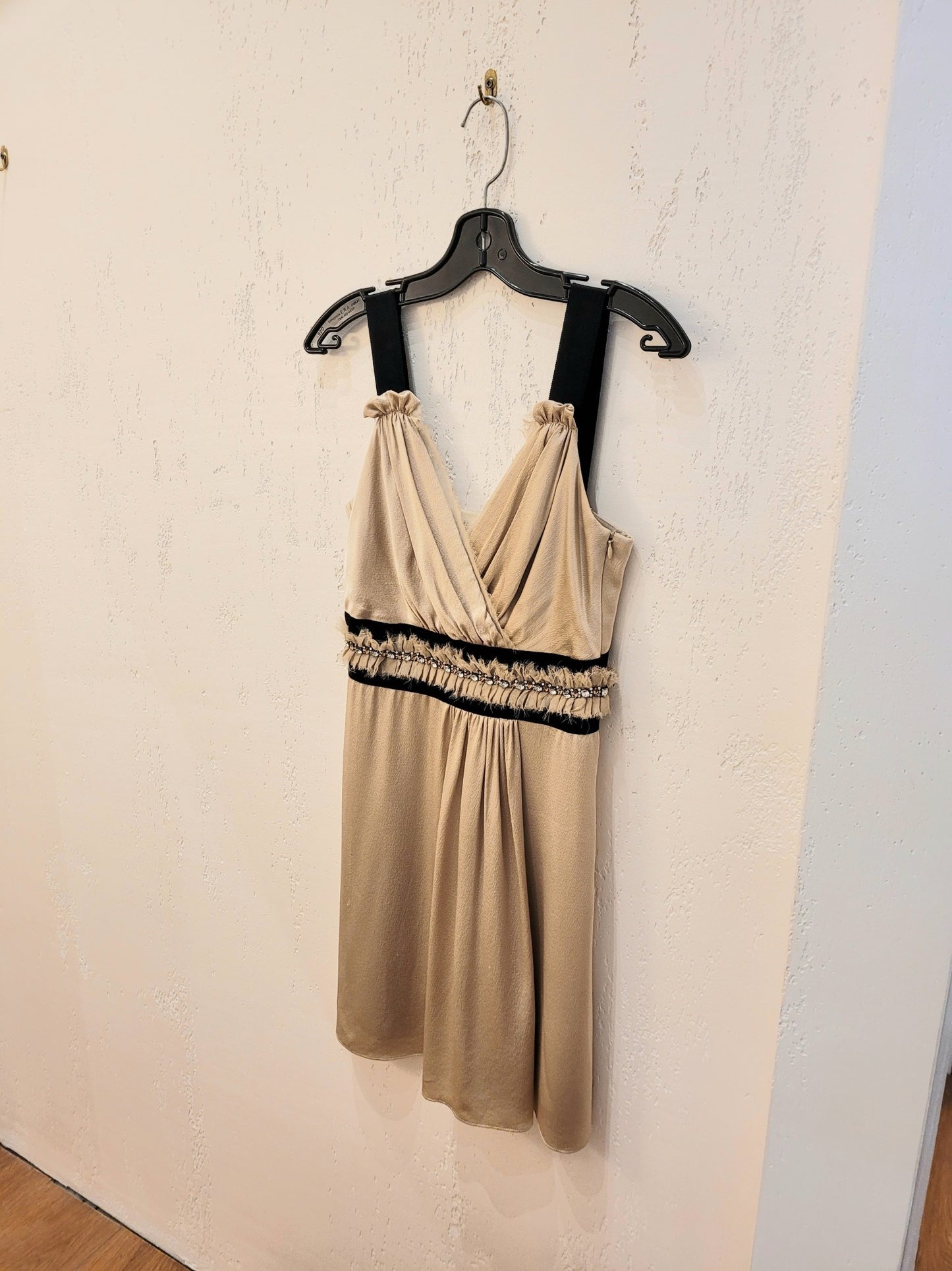 champagne silk cocktail dress sz TWO
