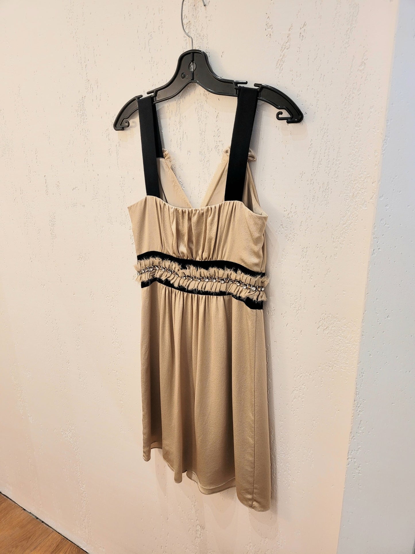 champagne silk cocktail dress sz TWO