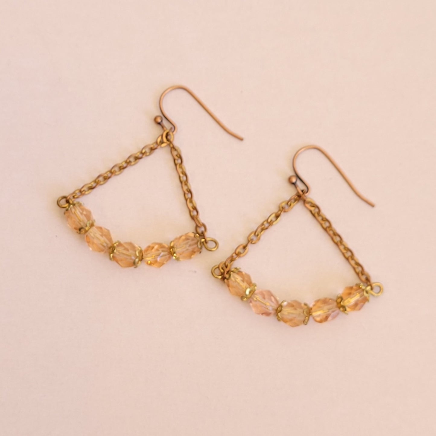 Helen; Blush czech glass, rose gold chain