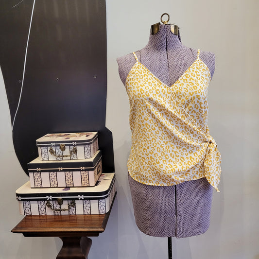mustard leopard silk camisole sz SMALL