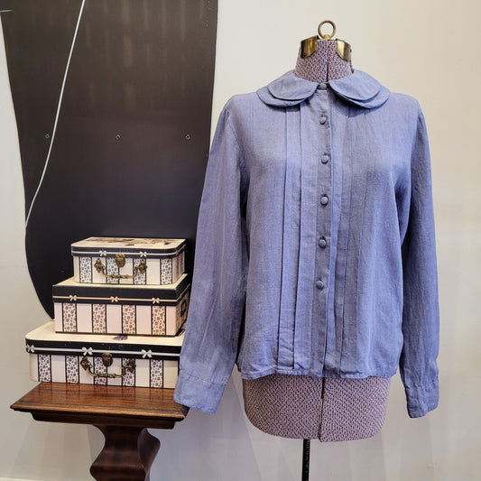 slate Irish linen blouse sz LARGE