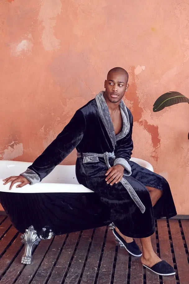 Unisex Shawl Collar Fleece Robe