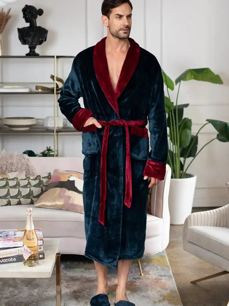 Unisex Shawl Collar Fleece Robe