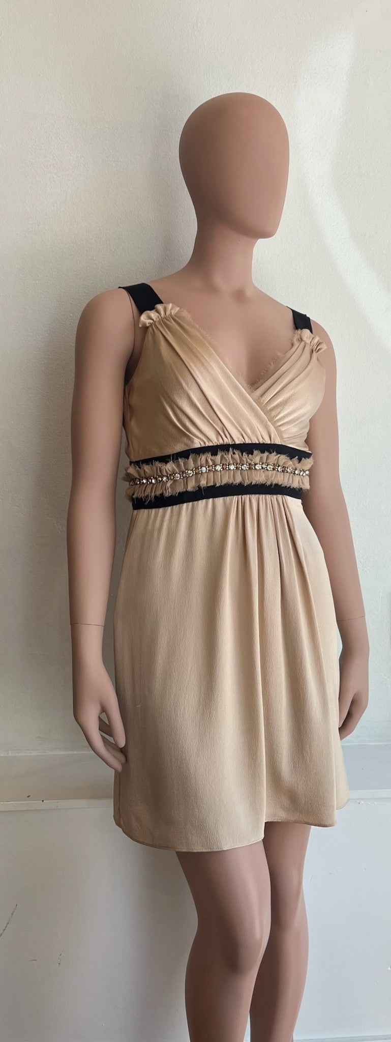 champagne silk cocktail dress sz TWO