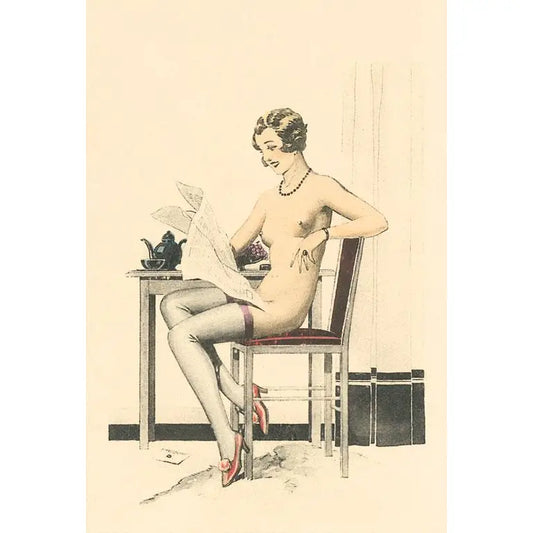 Vintage Image Postcard Nude Tea