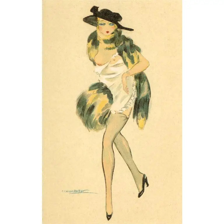 Vintage Image Postcard Hat, Fur