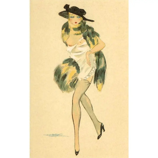 Vintage Image Postcard Hat, Fur