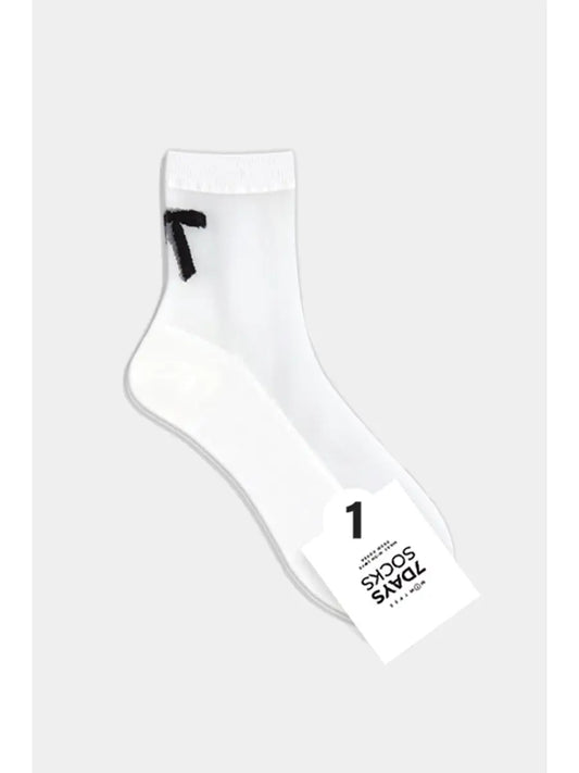 Sheer Ribbons Crew Socks White