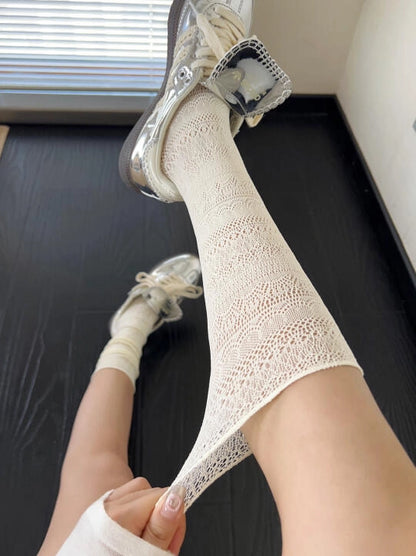 Luxury Knit Lace Crew Socks