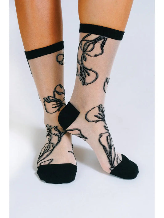 Flower Sheer Ankle Sock