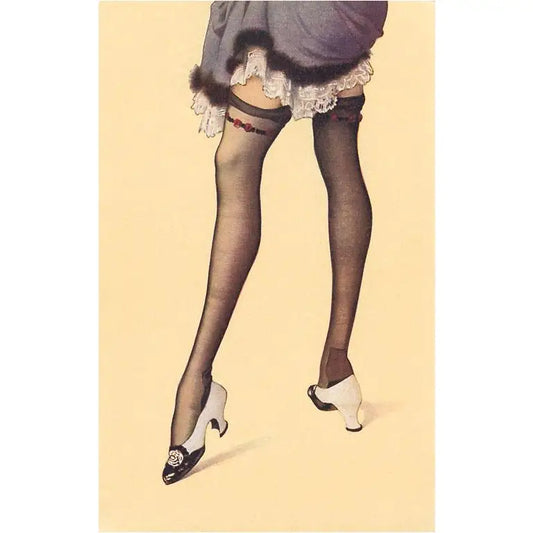 Vintage Image Postcard Legs, Garters