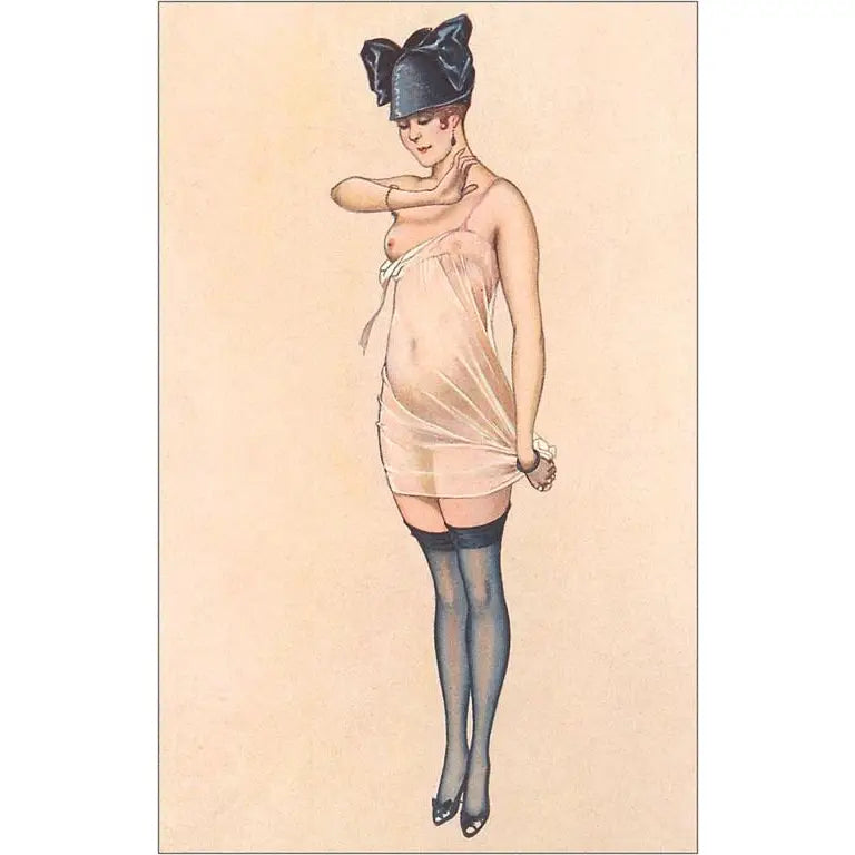 Vintage Image Postcard Black Stockings