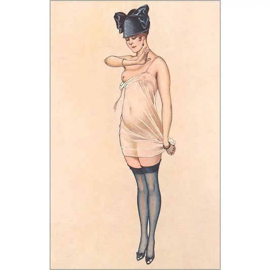 Vintage Image Postcard Black Stockings