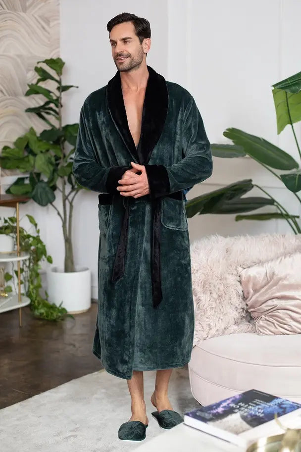 Unisex Shawl Collar Fleece Robe