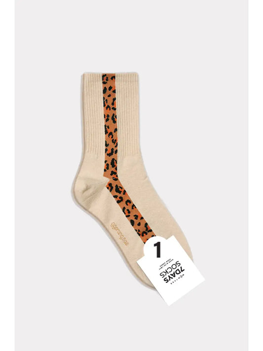 Leopard Stripe Crew Beige
