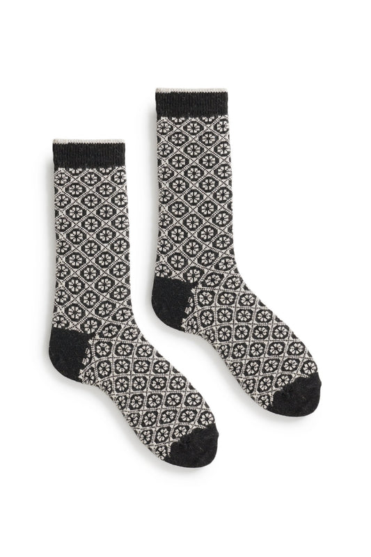 Medallion Cashmere Crew Socks Black