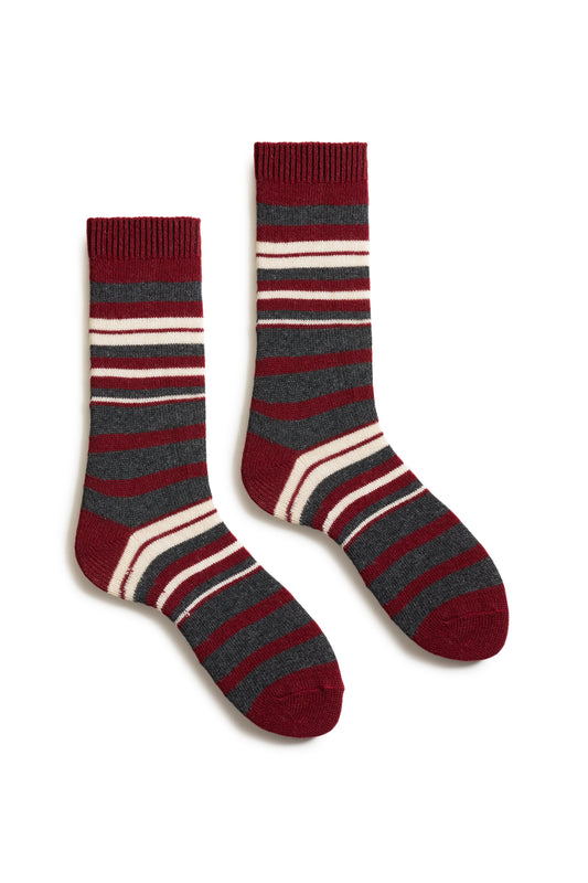 New Stripe Cashmere Crew Socks Sumac