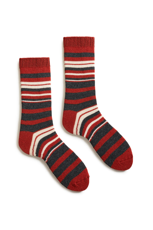 New Stripe Cashmere Crew Socks Spice