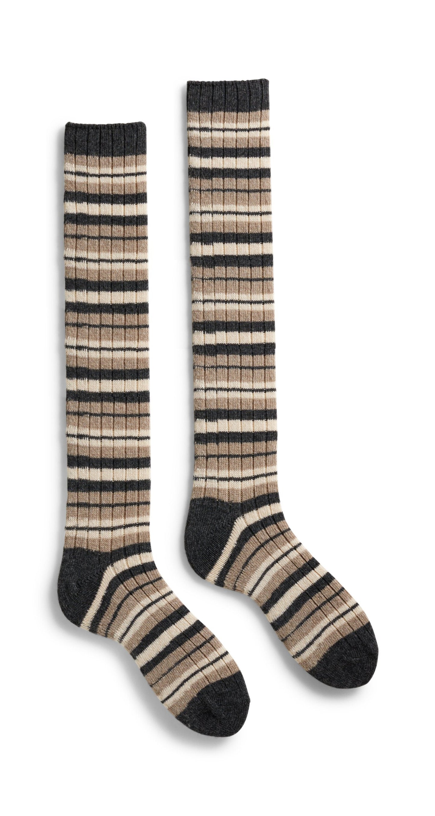 Striped Cashmere Knee High Socks Mushroom