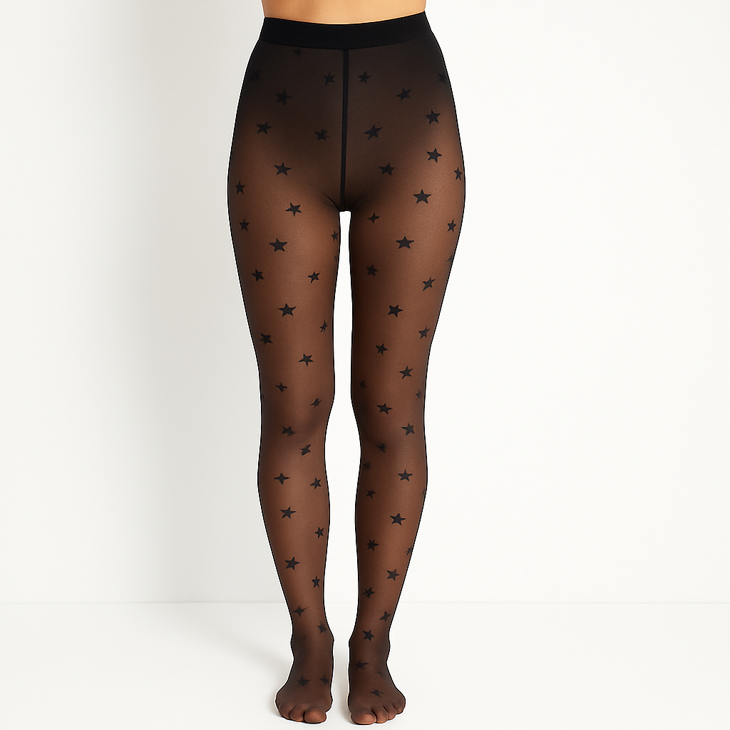 Brightened version of black sheer tights with star pattern