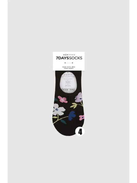 No-Show Fleur Flower Socks Black
