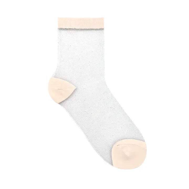 See-Through Glitter Jacquard Socks Silver