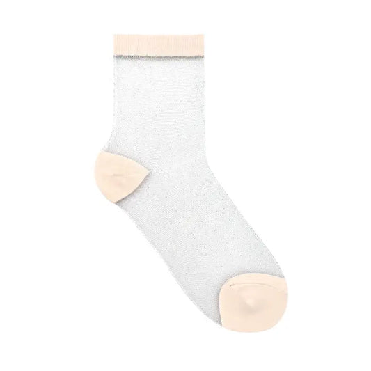 See-Through Glitter Jacquard Socks Silver