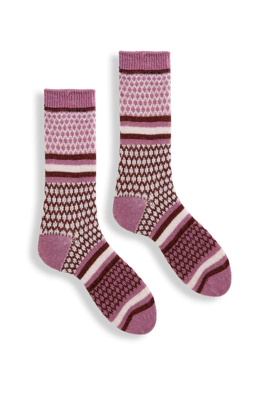 Honeycomb Cashmere Crew Socks Rosewood