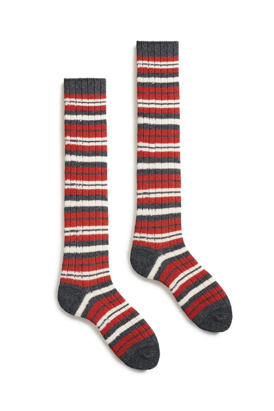Striped Cashmere Knee High Socks Spice